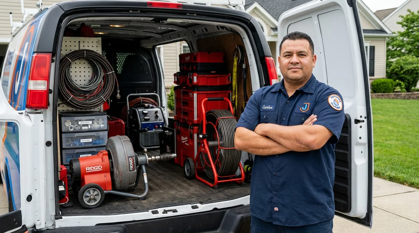 Professional drain cleaning equipment and Johns Plumbing LLC plumber in Lawtell