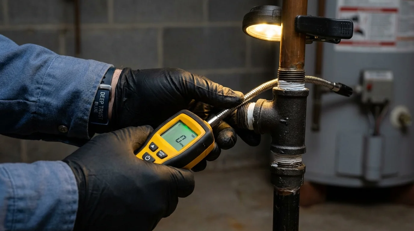 Gas leak detection with electronic sniffer by Johns Plumbing LLC in Lawtell